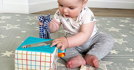cotton fabric toy tissue box for pulling and grasping baby play