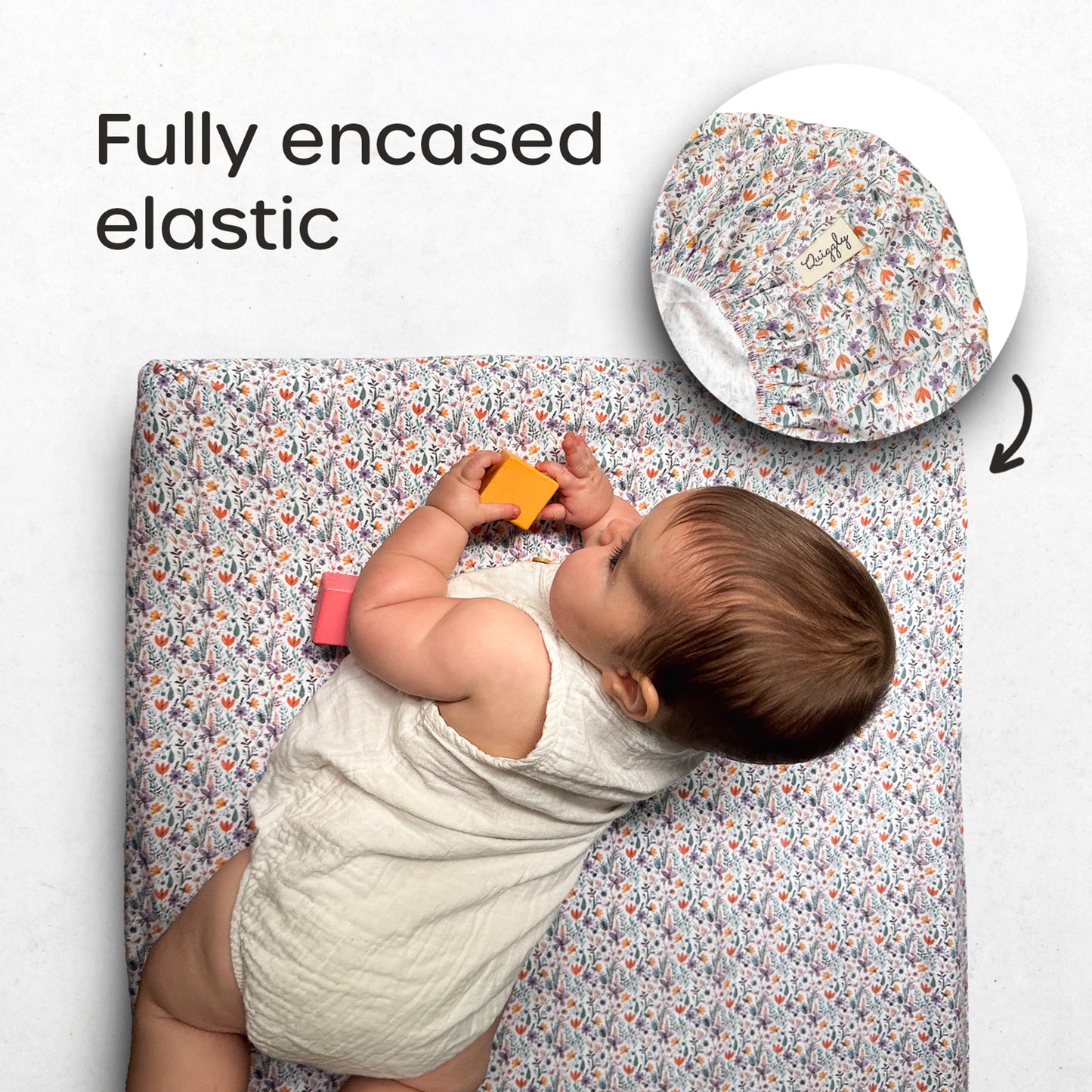 Crib sheet with snug fit for bassinet cribs, featuring fully encased elastic