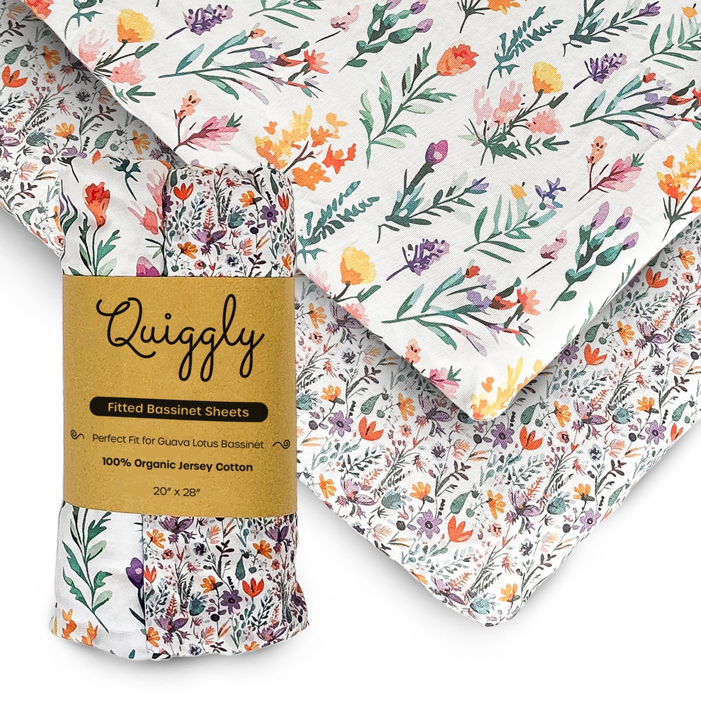 Guava Lotus Bassinet Crib Sheets - Wildflower Dreamin'