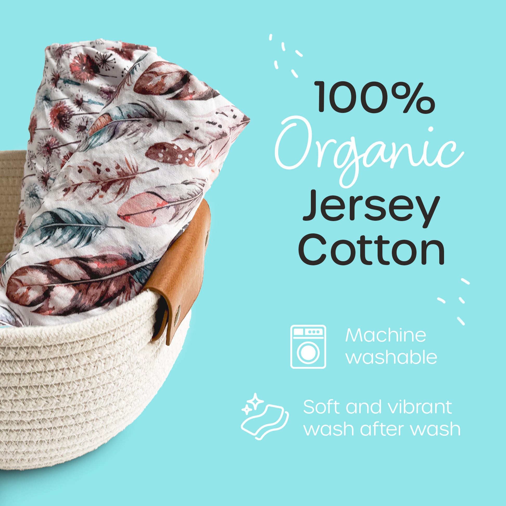 Rolled, beautifully patterned travel crib sheets made from 100% organic jersey cotton - soft, vibrant and machine washable.