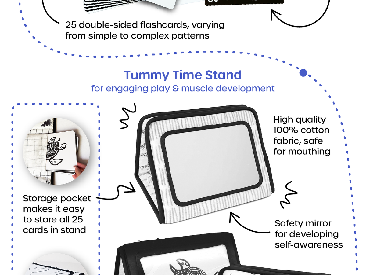 Includes 25 double-sided black, white and red flashcards to boost cognitive growth