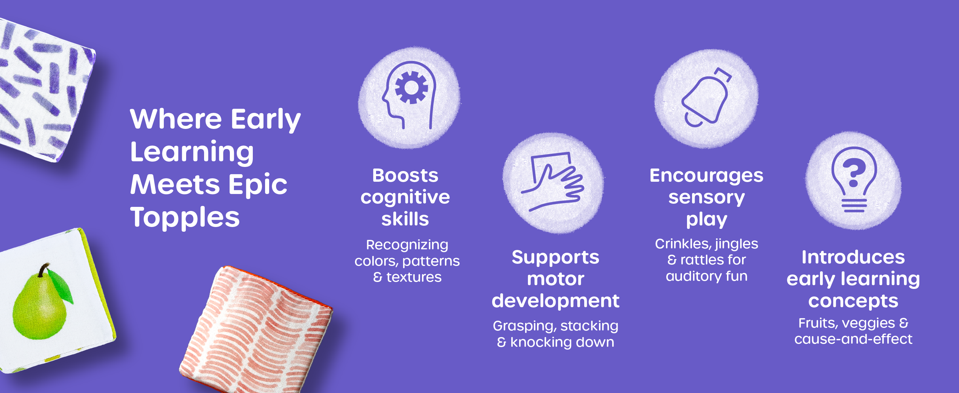 Sensory toy blocks that support cognitive, motor, and early learning skills in newborns and infants