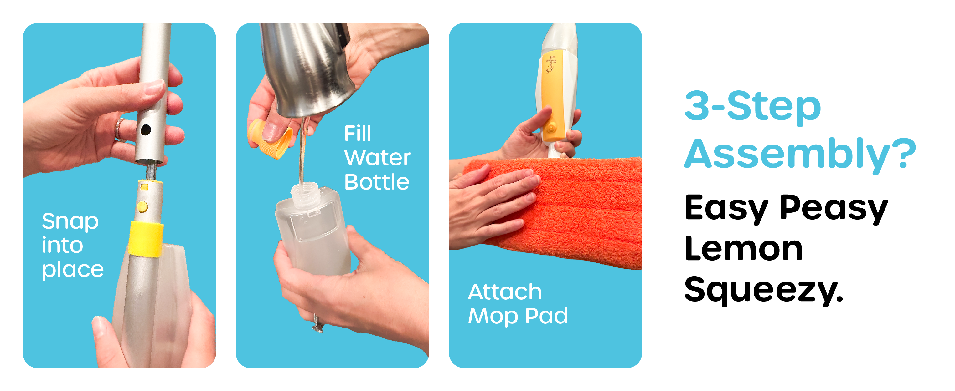 Kids toy cleaning set with spray mop, designed for easy 3-step assembly