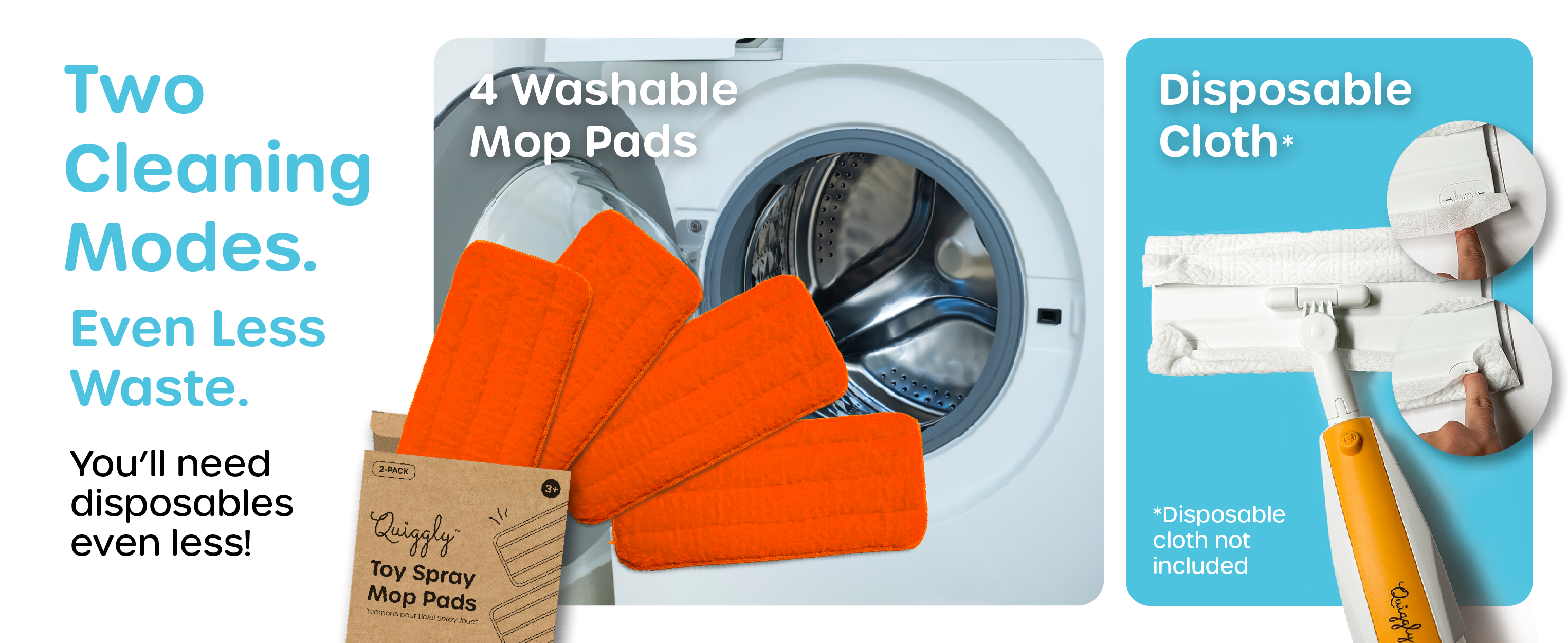 Children’s toy mop featuring durable, machine-washable microfiber pads that minimize disposable waste