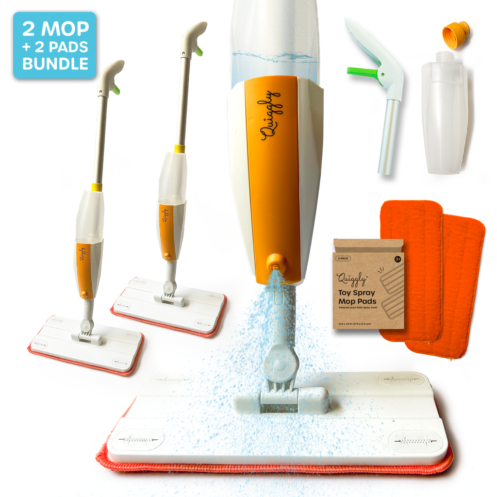 Quiggly Kids Spray Mop - 2 Mops + Extra Pads Bundle