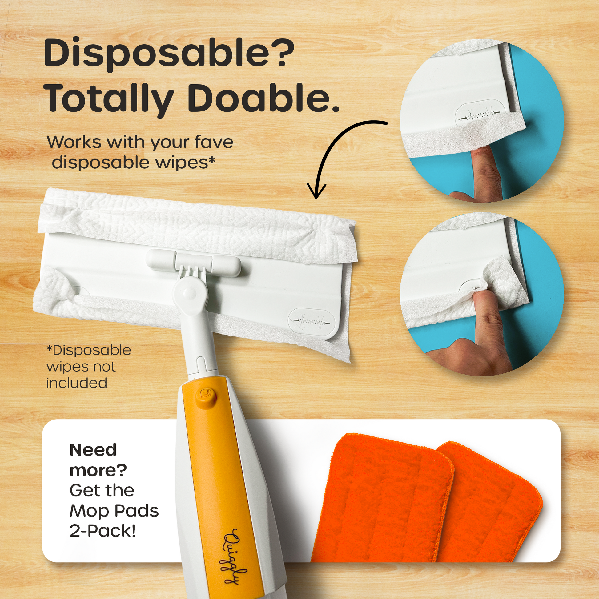 Toy spray mop compatible with Swiffer or other disposable cleaning wipes