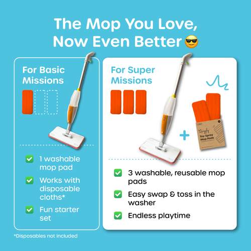 Comparison guide to help you choose between a single mop and the mop + extra pads bundle for extended playtime