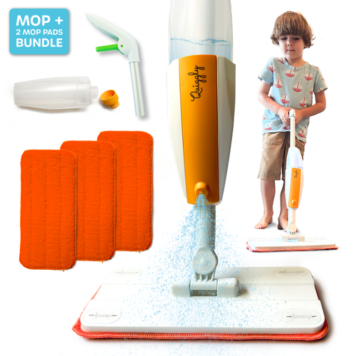 Quiggly Kids Spray Mop - Mop + Extra Pads Bundle