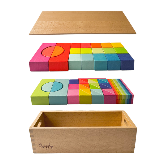 Wooden Rainbow Building Blocks Set