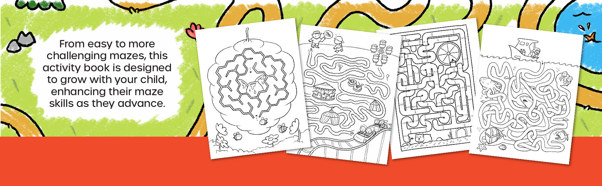Features a range of easy to challenging mazes to build problem-solving and maze skills over time