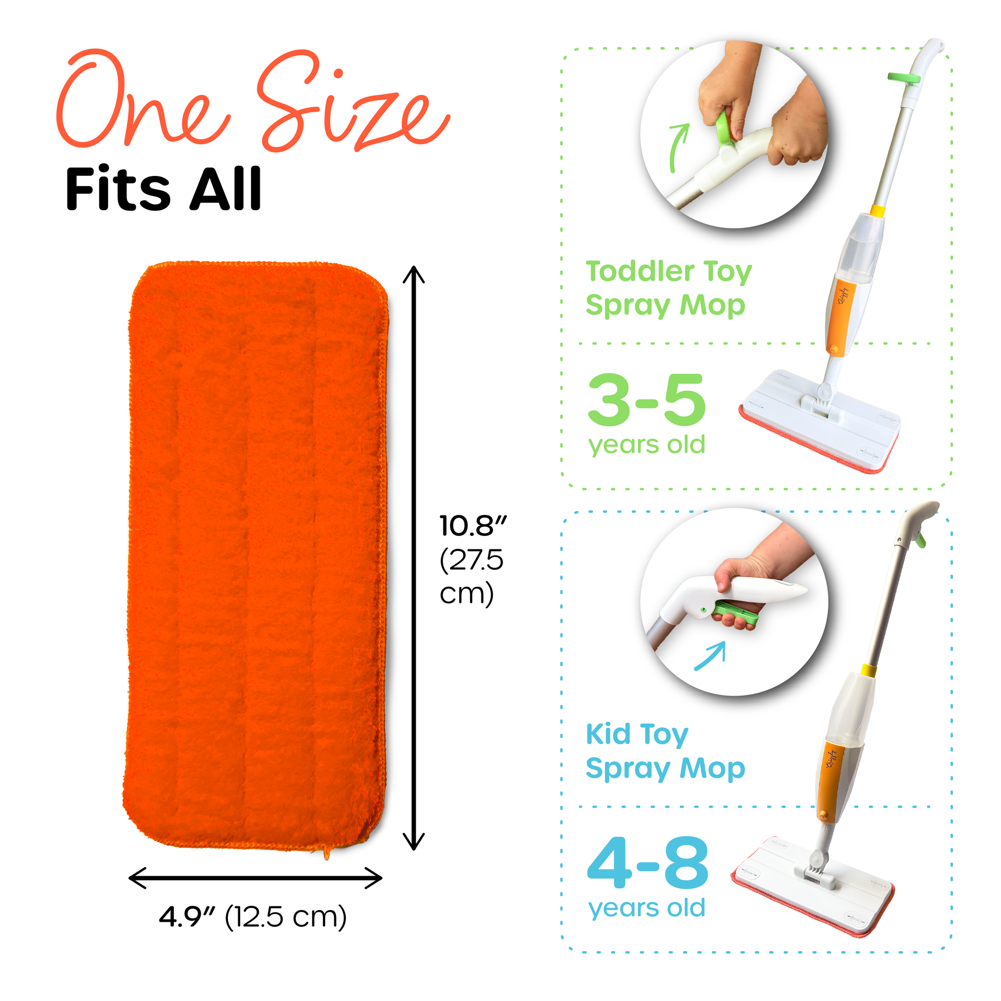 Toy Spray Mop Pad compatible with all Quiggly Toy Spray Mops for both toddler and kid versions