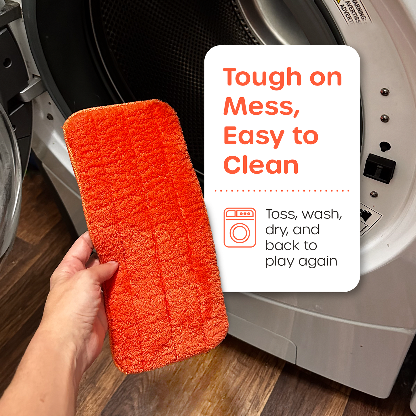 Washable mop pad for Quiggly Toddler Spray Mop—easy to clean, reusable, and ready for play again