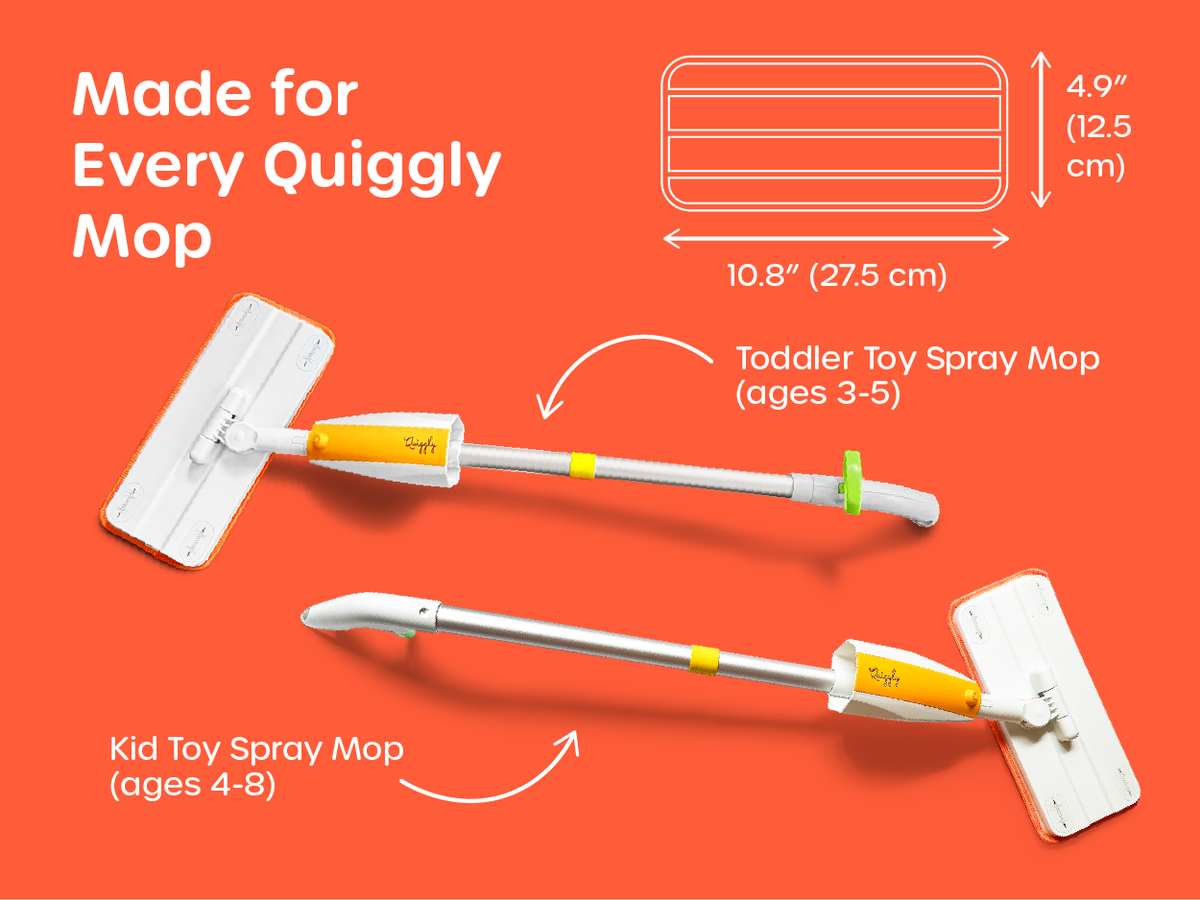 Quiggly mop pad pack designed to fit all Quiggly mops, sized 12.5cm x 27.5cm