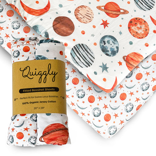 Guava Lotus Bassinet Sheet - Starry Slumber organic cotton fitted sheet