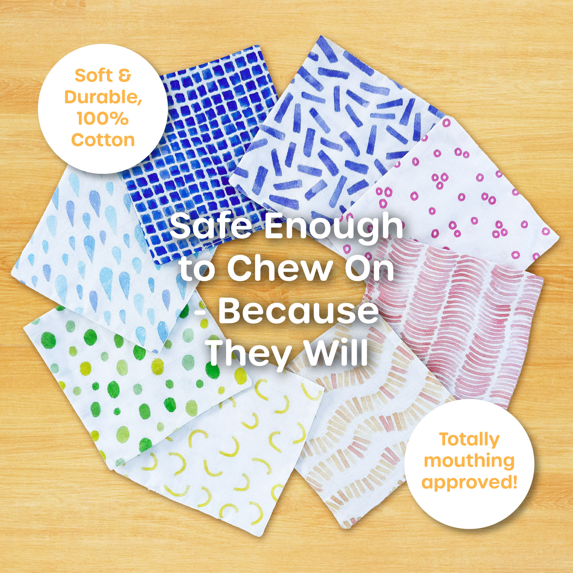 Soft fabric tissue box baby toy made of 100% cotton, safe for teething and curious mouths