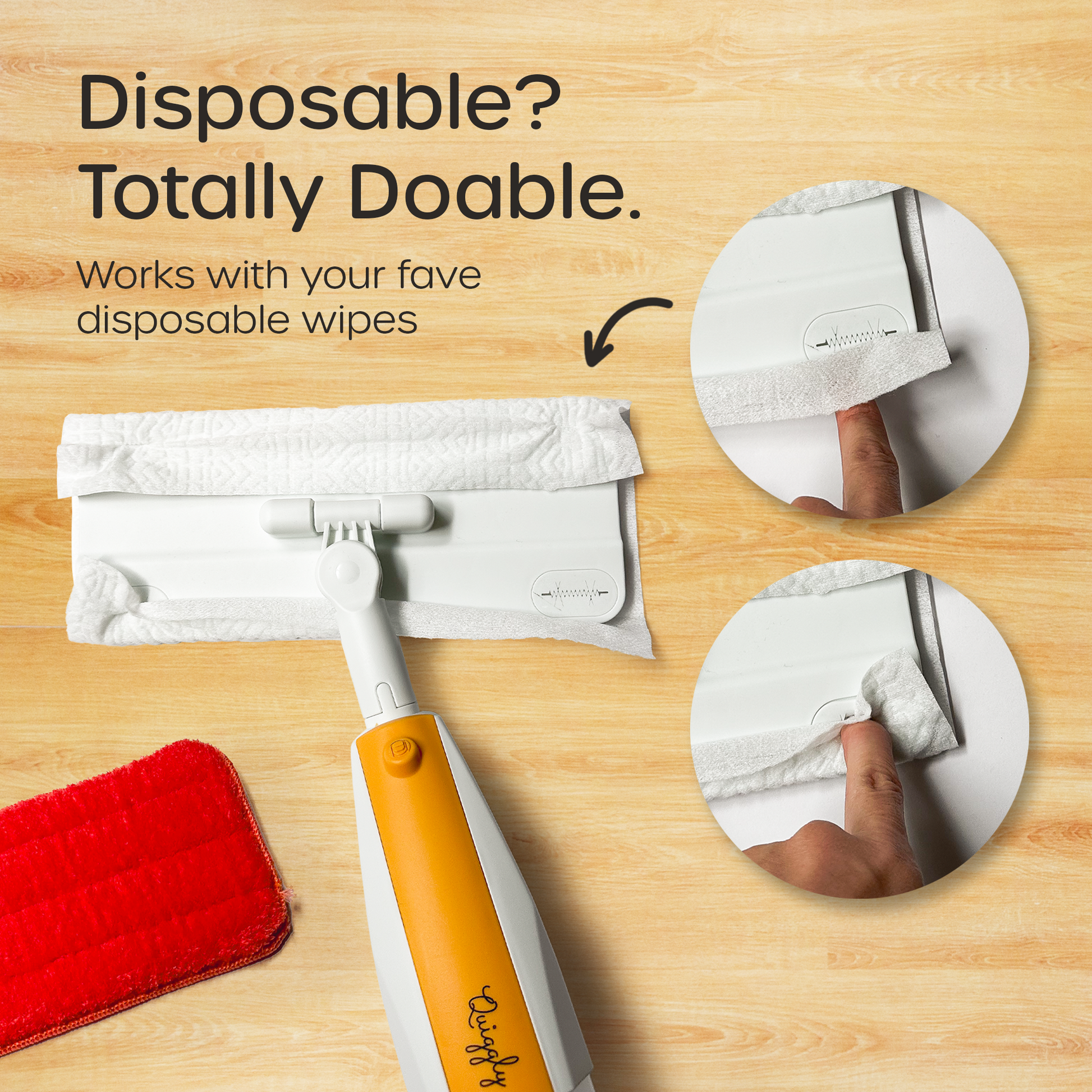 Toy spray mop compatible with Swiffer or other disposable cleaning wipes
