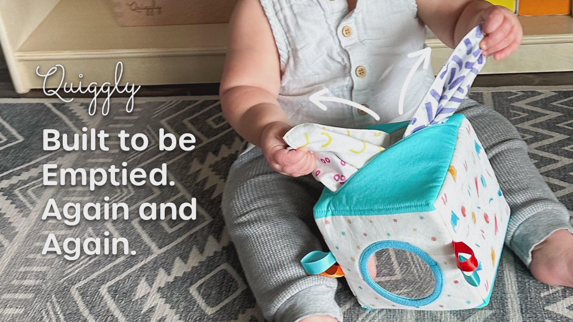 Load video: An unboxing video of the tissue toy box showcasing its features &amp; beautifully colored patterns